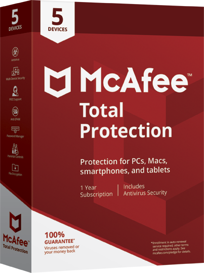 McAfee® Total Protection Segurança Familiar - 5 Dispositivos (R$70,00 de desconto